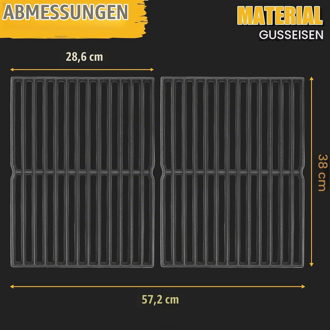 GFTIME 38 X 28.6CM Grillrost Gusseisen 7522 für Weber Spirit Classic E210 E220 S210 S220 (mit seitli