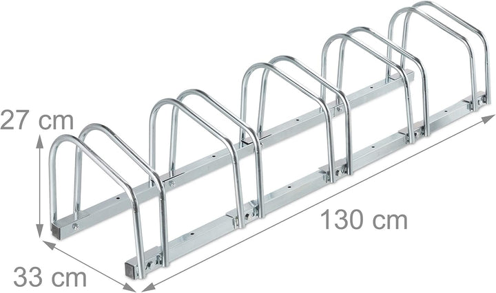 Relaxdays Fahrradständer Boden, für 5 Räder, bis 60 mm Reifenbreite, Metall, Garage, Fahrrad-Aufstel