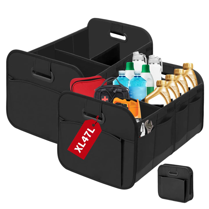 Faltbare Kofferraum Organizer-Box, Grosser wasserdichter Auto Organizer mit abnehmbaren Trennwänden