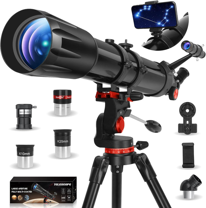HETEKAN Teleskop, Teleskop Astronomie für Erwachsene, 90 mm Öffnung 900 mm, Profi Refraktor Teleskop