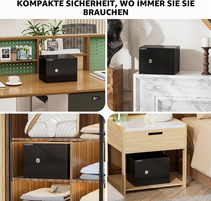 Mini Safe Tresor mit Schlüssel, WASJOYE Mini Tresor mit Schloss für Zuhause/Büro, 6.6L kleiner treso
