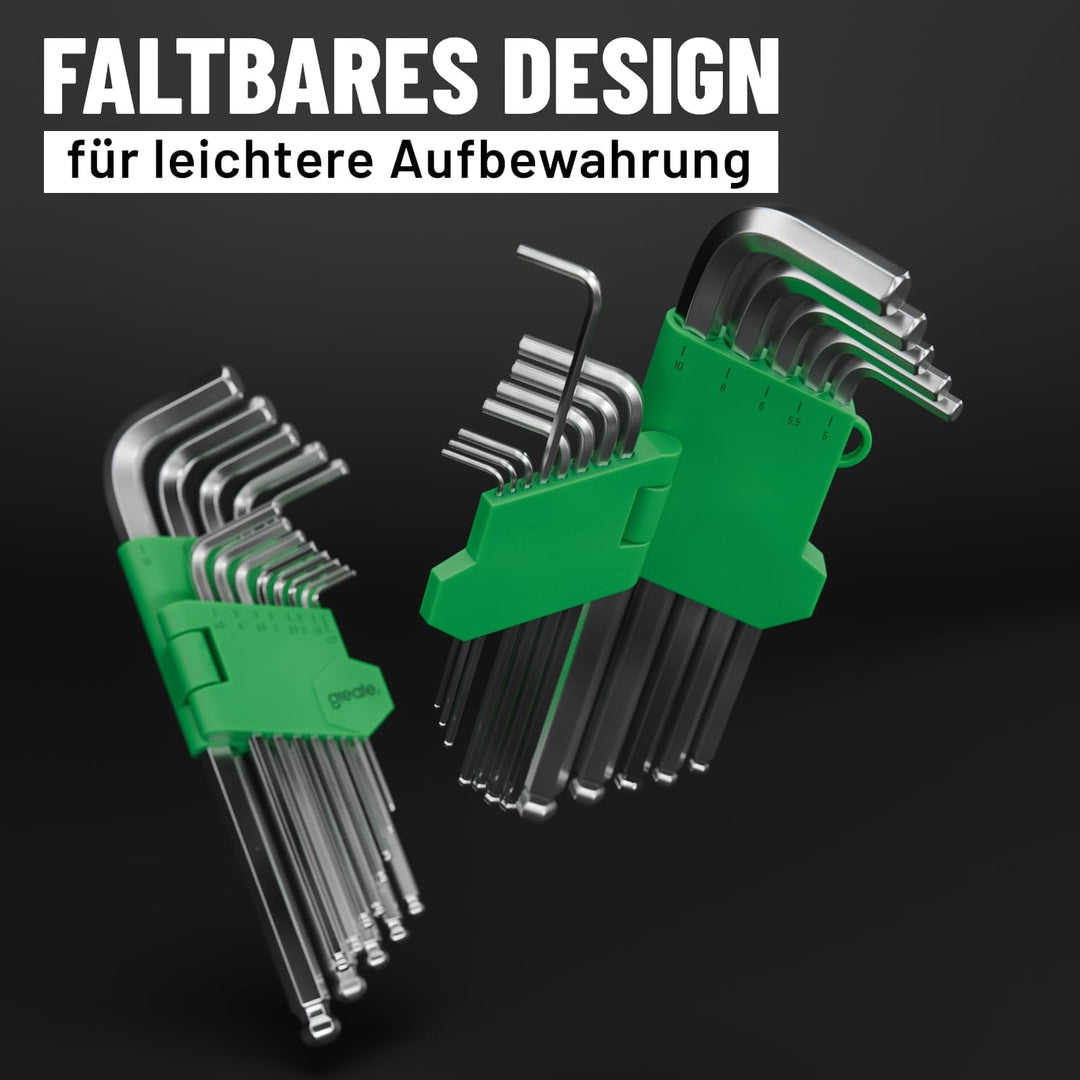 greate 2x Innensechskantschlüssel Set mit Kugelkopf 13 teilig - 1,27 bis 10 mm Sechskantschlüssel Se