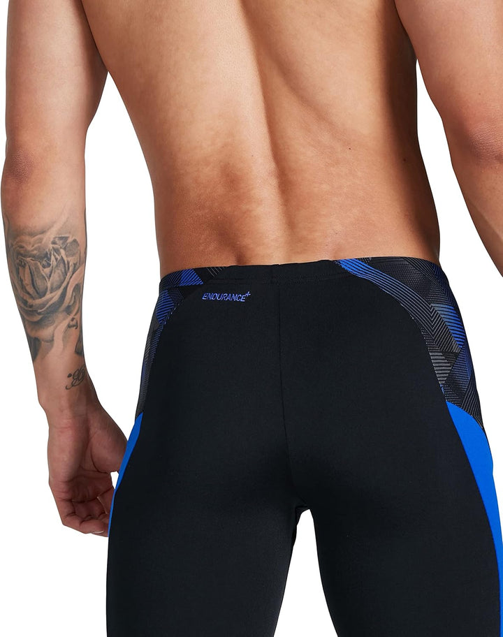 Speedo Herren Eco Endurance+ Splice II Badehose Schwarz/Blau Flame/Usa Anthrazit 26, Schwarz/Blau Fl