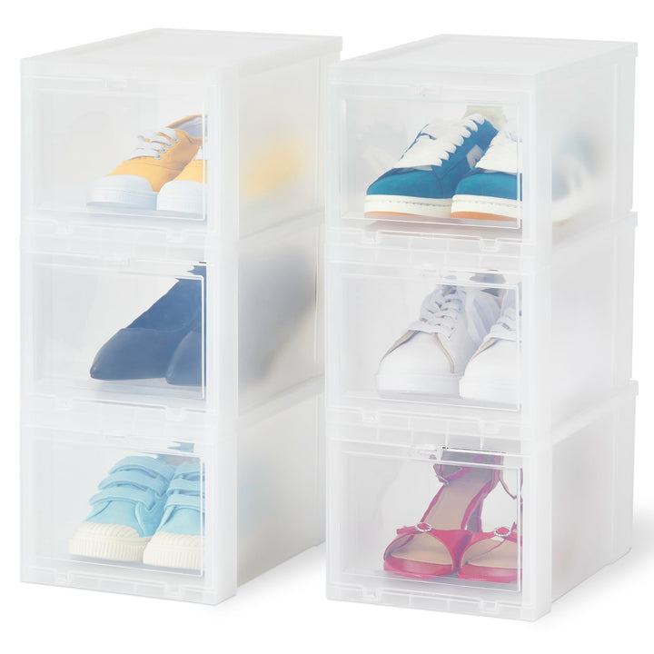 Iris Ohyama, Schuhkartons aus Kunststoff, 9 l, 6er-Set, BPA-frei, EUDF-S, transparent, stapelbar, Ve