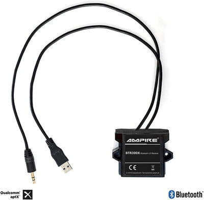 Ampire BTR300X universal Bluetooth-Adapter zum Musikstreaming mit Auto-Remote (3,5mm Klinke + USB, a