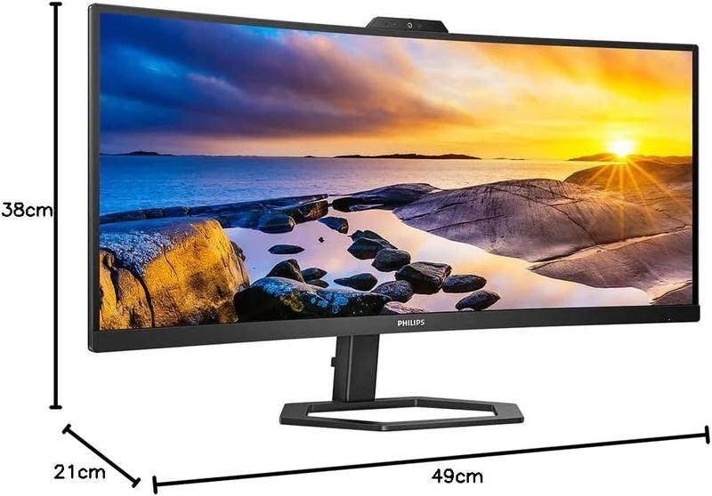 Philips 34E1C5600HE - 34 Zoll WQHD Curved Monitor, Webcam, höhenverstellbar (3440x1440, 100Hz, HDMI,