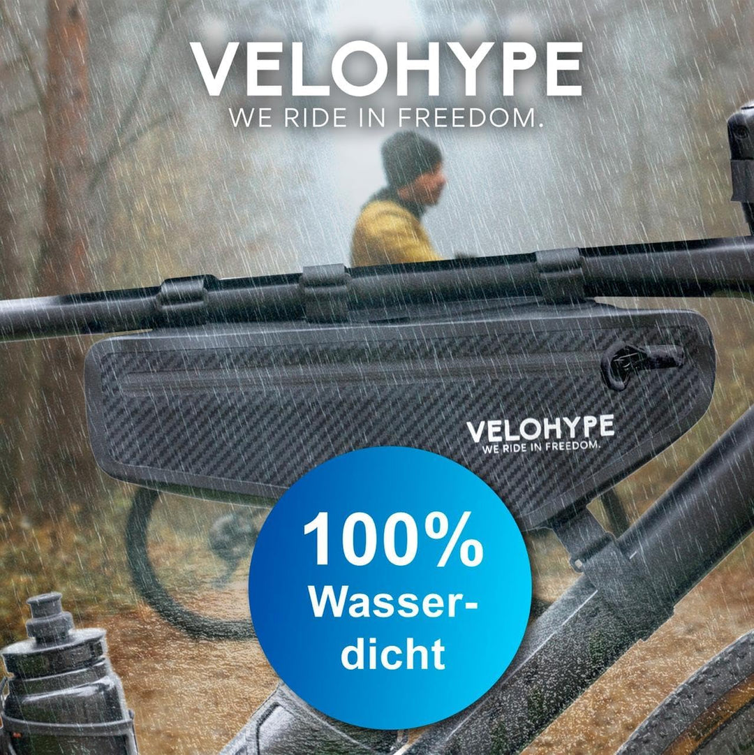 Velohype® Bikepacking Rahmentasche | 3 Liter | 100% Wasserdicht | extrem Fester Halt | reissfestes C