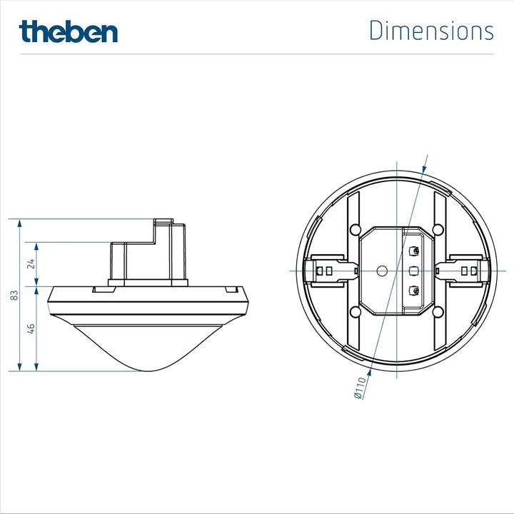 Theben 2080520 theRonda S360-100 UP WH – Präsenzmelder Passiv-Infrarot – PIR – 360°, THERONDA S360-1