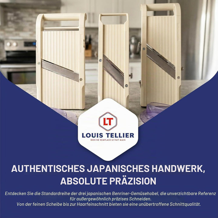 Benriner – japanischer Gemüsehobel Premium 64 mm + Sicherheitsschieber 65 mm – ABS + Edelstahl – sch