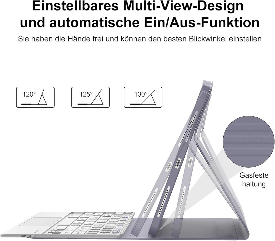 IVEOPPE Hülle mit Tastatur für iPad A16 11 Generation 2025/10 Generation 2022, Bluetooth Magnetische