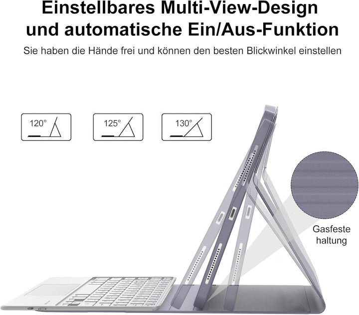 IVEOPPE Hülle mit Tastatur für iPad A16 11 Generation 2025/10 Generation 2022, Bluetooth Magnetische