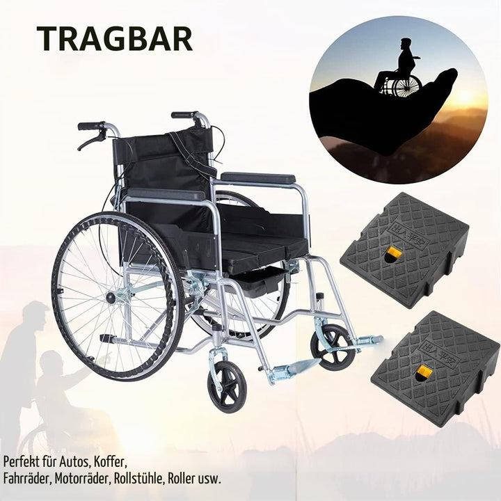 Bordsteinrampen, Aus Robustem Kunststoff, 2 Stück Tragbar Rampe Rollstuhl Türschwellenrampe für Auff