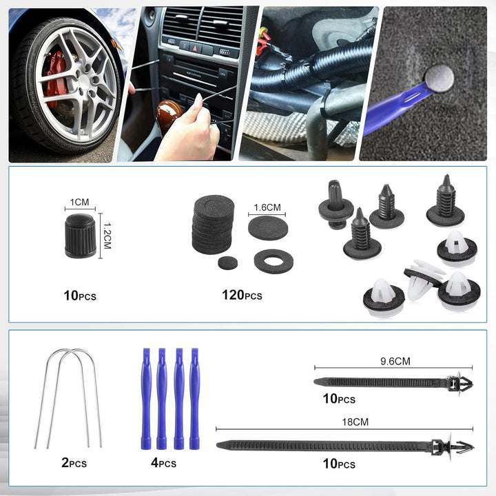 Uolor 342-tlg. Auto Demontage Werkzeuge Set, Verkleidungswerkzeug mit Befestigungsclips, Clip Entfer
