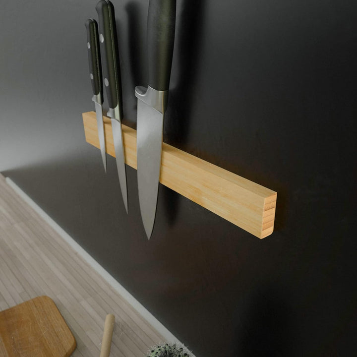 COM-FOUR® Messer Magnetleiste aus Bambus zur Wandmontage - Messerleiste magnetisch - Magnetischer Me