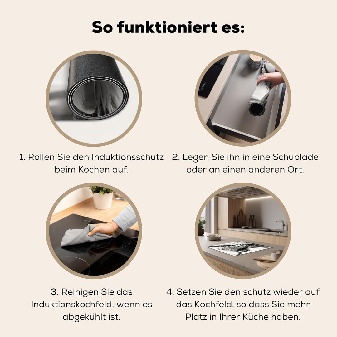 KitchenYeah© Herdabdeckplatte 59x51 cm Einteilig Ceranfeld Abdeckplatte für Induktionsschutz Ceranfe