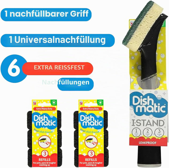 Dishmatic Auslaufsicheres Spülbürsten-Set, selbststehend, bakterienfrei, Küchen-Topfreiniger, inklus
