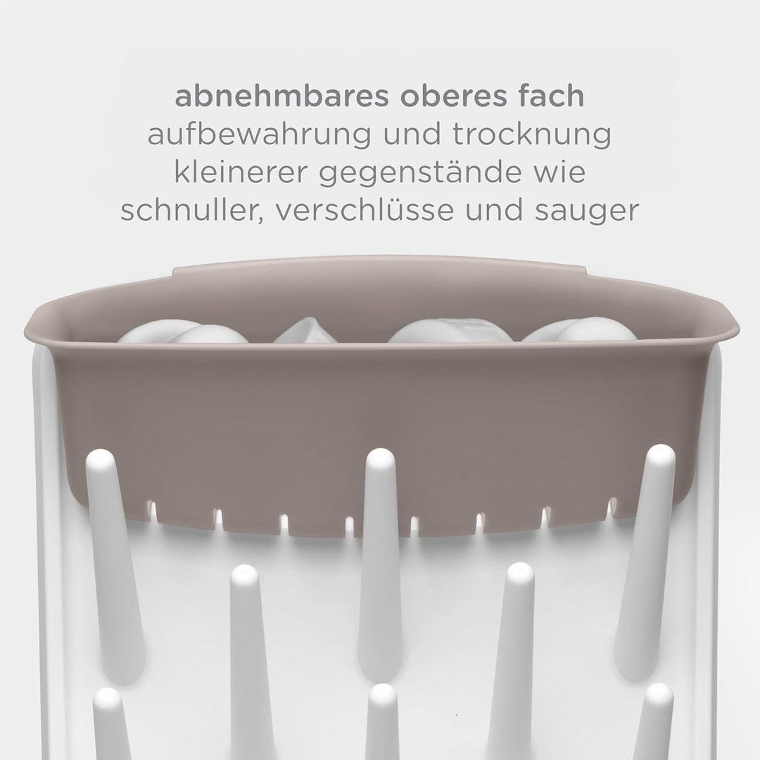 Ubbi Vertical Baby Bottle Drying Rack, Space Saving Countertop Drying Rack Baby Accessory, Taupe, Ta