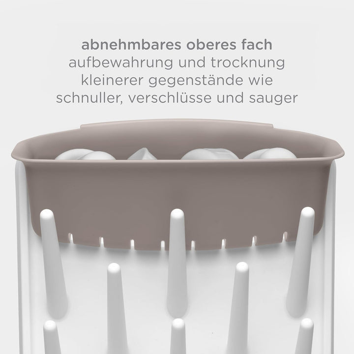 Ubbi Vertical Baby Bottle Drying Rack, Space Saving Countertop Drying Rack Baby Accessory, Taupe, Ta