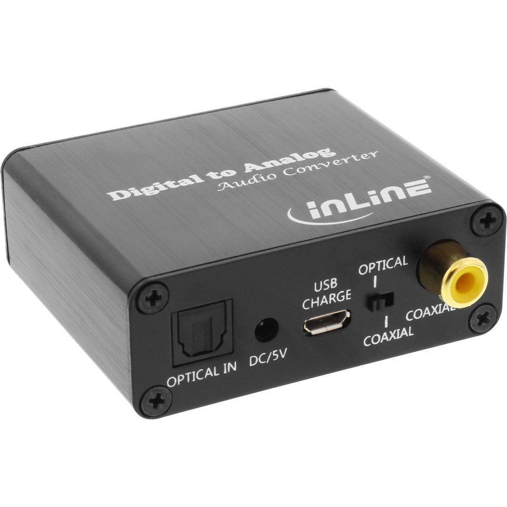 InLine 65002K Audio-Konverter Digital zu Analog, DA-Wandler, Toslink & Cinch Eingang zu Cinch Stereo