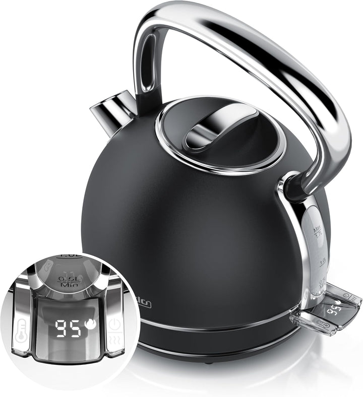 Arendo - Wasserkocher Edelstahl mit Temperatureinstellung - LED Anzeige mit Touch Panel - Wasserkess
