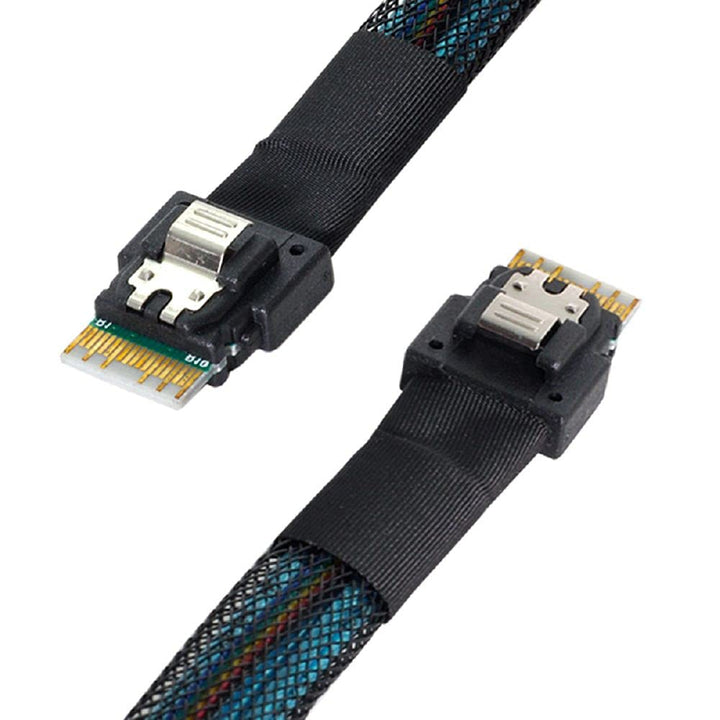 Cablecc PCI-E Slimline SAS 4.0 SFF-8654 4i 38pin Host auf SFF-8654 Slim SAS Target Kabel 50cm Black,