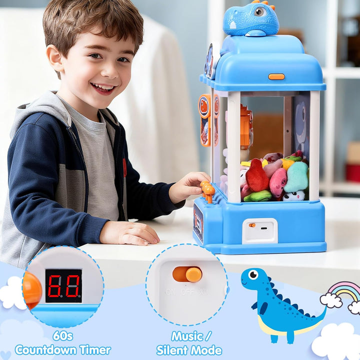 CWLAKON Greifautomat Kinder Jungen Dinosaurier Spielzeug, Candy Grabber Claw-Maschine mit Sound & 20