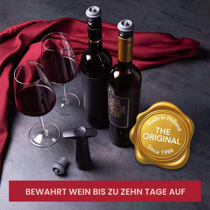 Vacu Vin Wine Saver Vakuumstopfen für Weinflaschen, hält Wein bis zu einer Woche frisch mit luftdich