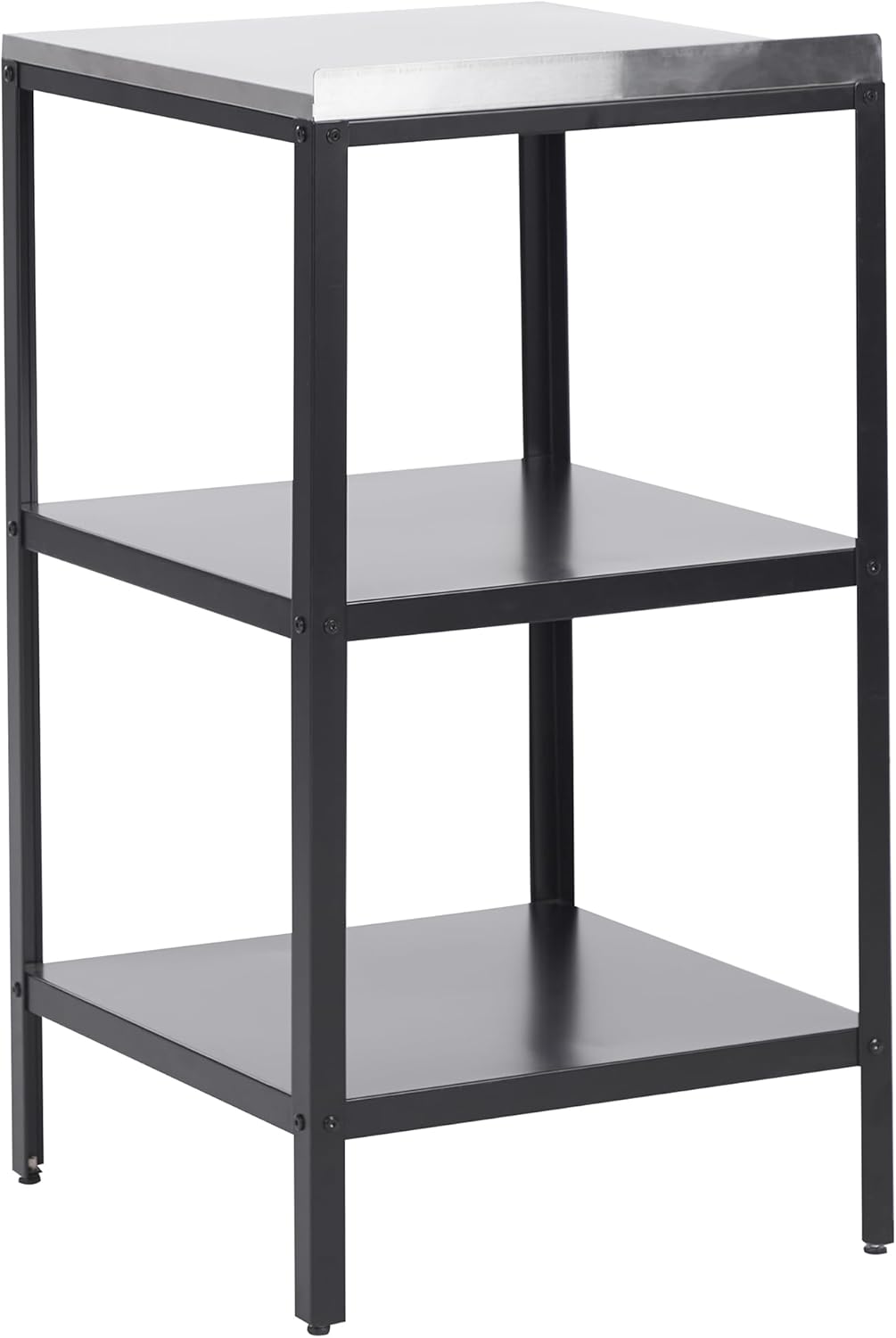 Beliani Outdoor-Kücheninsel Stahl schwarz mit Edelstahlplatte Silber schmal Vilama