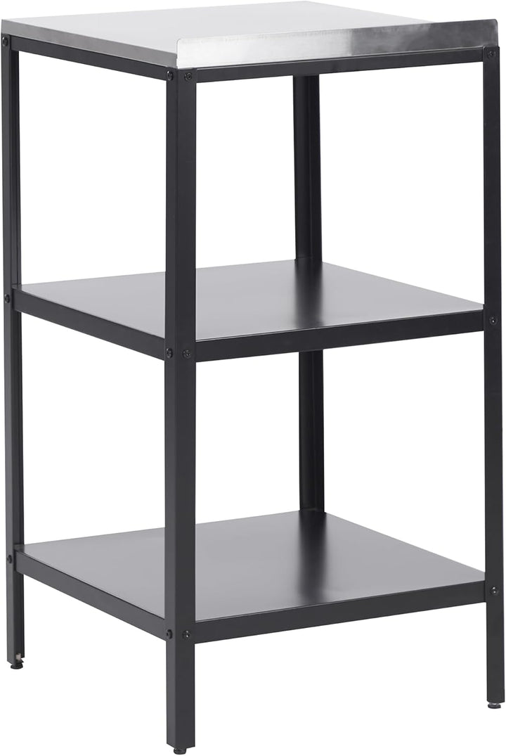 Beliani Outdoor-Kücheninsel Stahl schwarz mit Edelstahlplatte Silber schmal Vilama