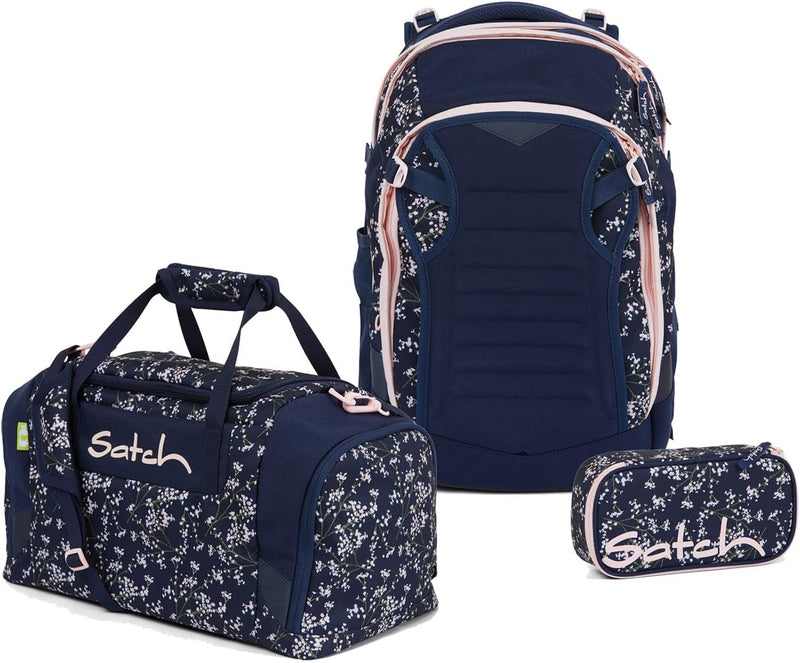 satch Match Schulrucksack Set 3tlg. mit Sporttasche und Schlamperbox Bloomy Breeze