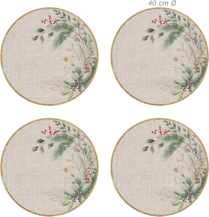 Set mit 4 Einzelstücken, Vinyl, rund, Weihnachtsstrauss, 40 cm