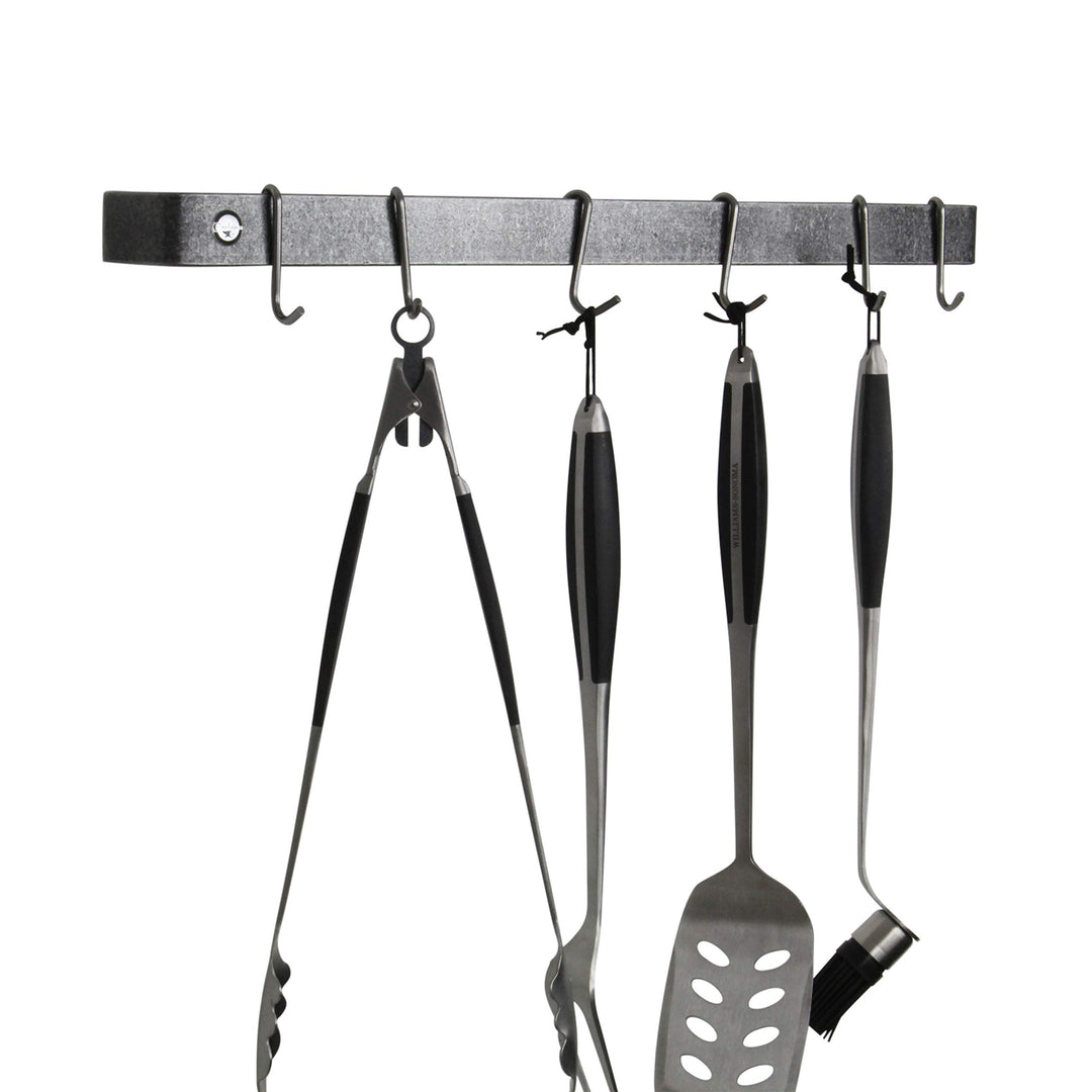Enclume Premier 24-Inch Utensil Bar Wall Pot Rack, Hammered Steel, Hammered Steel