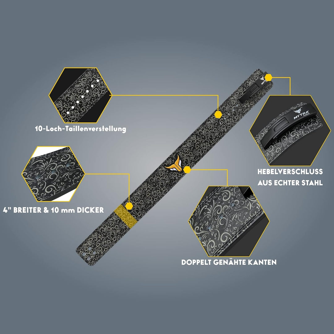 Mytra Fusion gewichthebergürtel weisse Schnalle Lifting Belt for Fitnessstudio, Fitness, Training, g