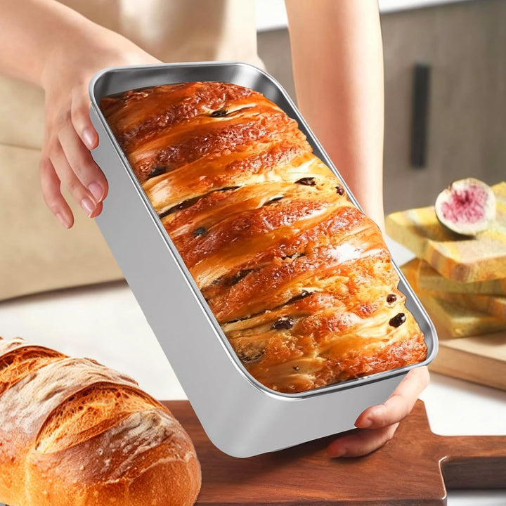 4 Stück Edelstahl Brotbackform, 33x15x6.7cm Brotbackform Kasten, Backform Rechteckig, Backformen, Ka
