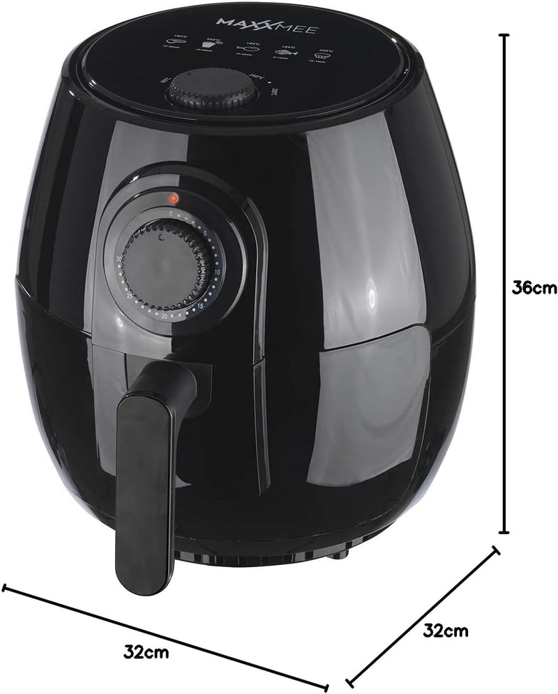 MAXXMEE XL Heissluft-Fritteuse 4 Liter, 1400 Watt, schwarz, 4 Liter