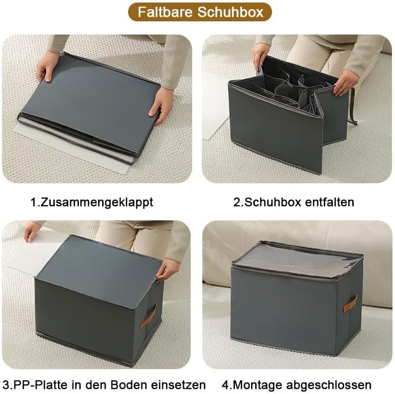 Schuhorganizer Set aus 2 Boxen, je mit 12 Fächern für bis zu 12 Paar Schuhe - Stabile Schuhaufbewahr