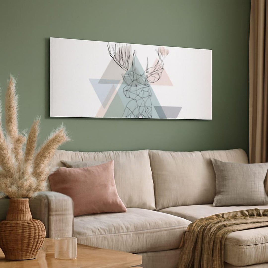 Wandbilder Dekoration Wohnzimmer Hirsch Abstraktion Panorama Bilder auf Leinwand 120x50cm Leinwandbi