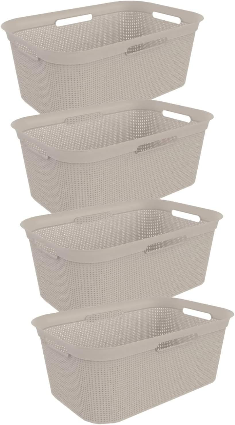 Rotho Brisen 4er-Set Wäschekorb 40l, Kunststoff (PP) BPA-frei, beige, 4 x 40l Cappuccino, Cappuccino