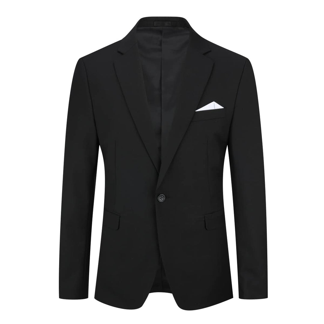 YOUTHUP Herren Sakko Slim Fit Anzugjacke für Business Hochzeit Eleganter 1 Knöpfen Blazer 3XL Schwar