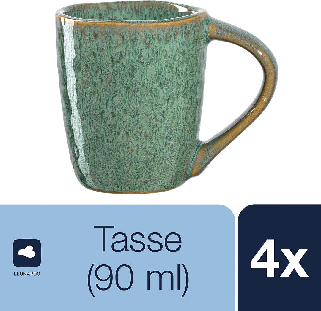 LEONARDO HOME 018597 MATERA Espressotasse 90 ml grün 4er-Set, Keramik Grün Espressotassen, Grün Espr