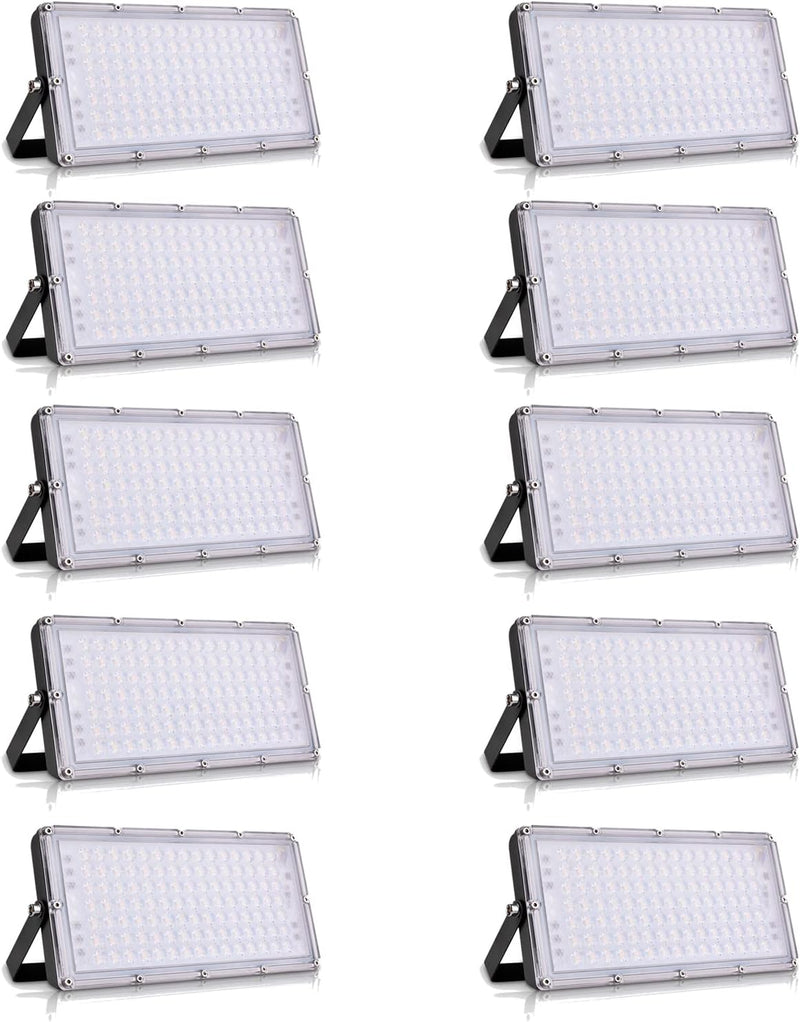 Bellanny 10Pack LED Strahler Aussen 100W 10000LM Superhell LED Fluter mit 105 Leds, 3000K Warmweiss