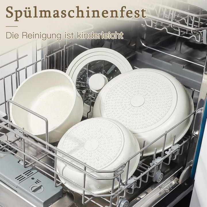 GiPP Pfannenset Topfset mit Abnehmbarer Griff, 15-Teilig Topfsets Induktion mit Keramik Antihaft Bes
