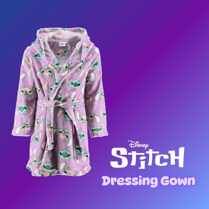 Disney Stitch und Angel Bademantel Mädchen, Hausmantel Loungewear Weicher Fleece Morgenmantel, Gröss