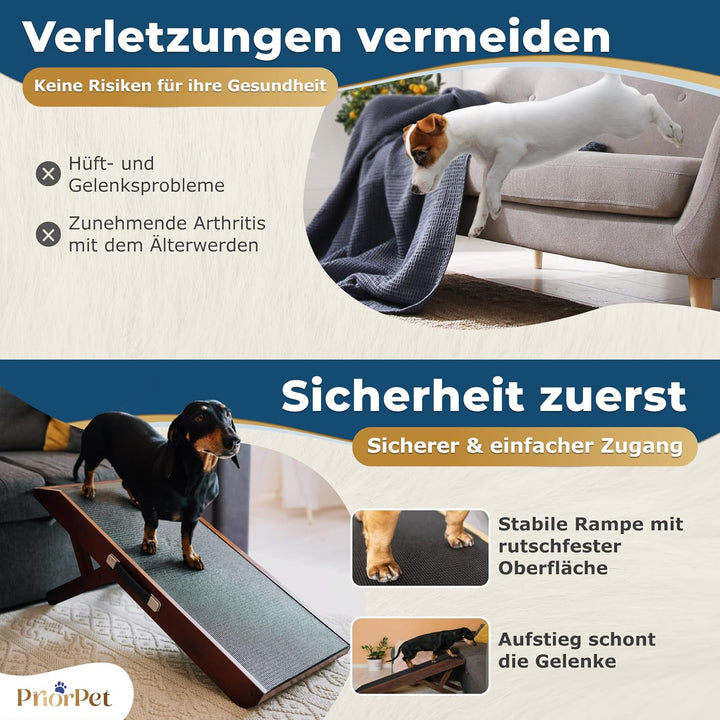 Hunderampe - Hundetreppe für kleine Hunde und grosse Hunde - Einstellbar 18-53 cm - Für Bett,Sofa -