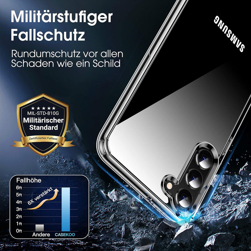 CASEKOO Crystal Clear [Nie Vergilbung] für Samsung Galaxy S23 Hülle 5G [Unzerstörbarer Militärschutz