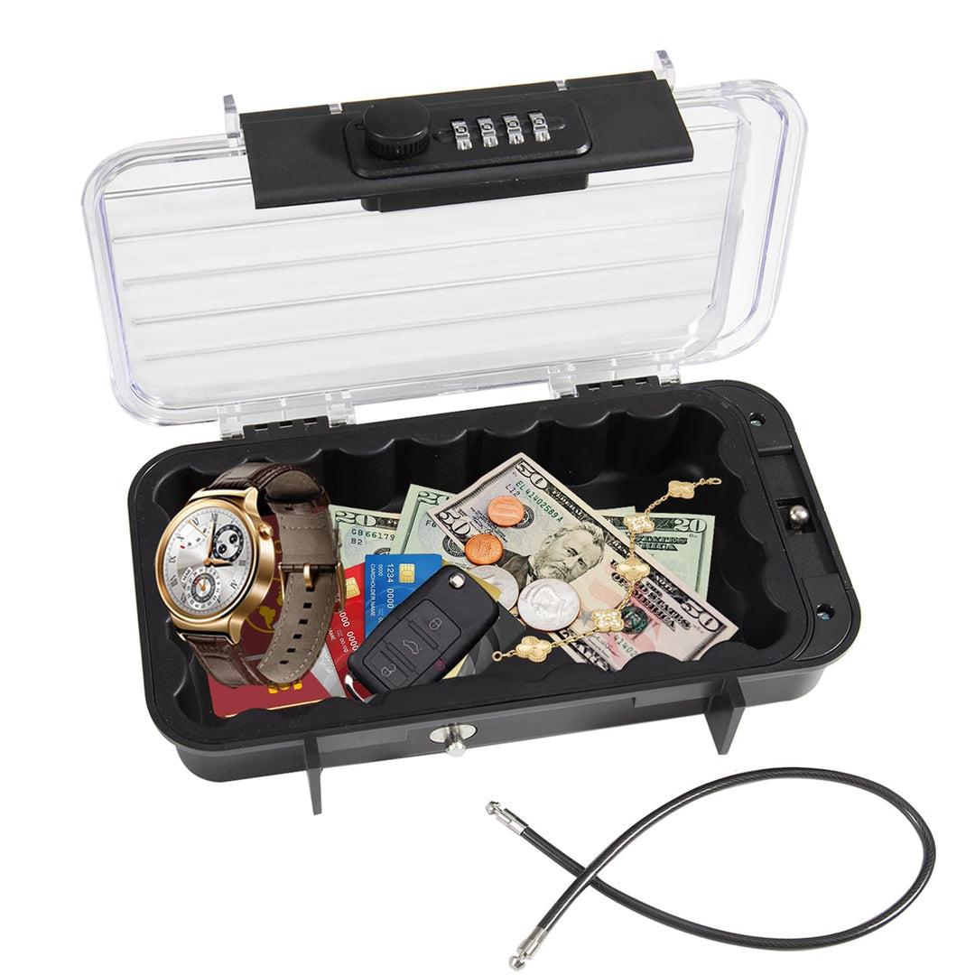 Tragbarer Tresor mit Zahelncode, Wasserdichte Mini Tresor Zahlenschloss Reise-Safe-Box mit Anti-Dieb