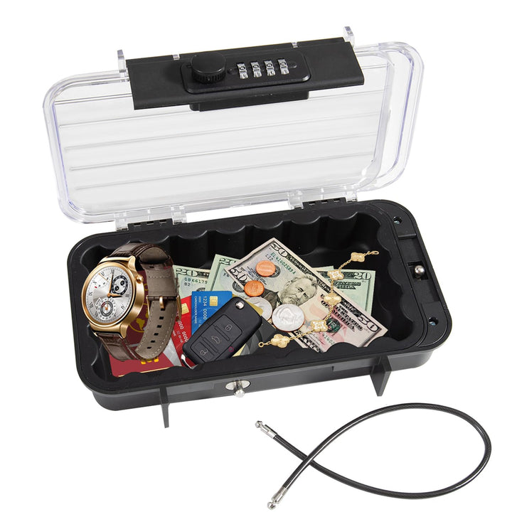 Tragbarer Tresor mit Zahelncode, Wasserdichte Mini Tresor Zahlenschloss Reise-Safe-Box mit Anti-Dieb