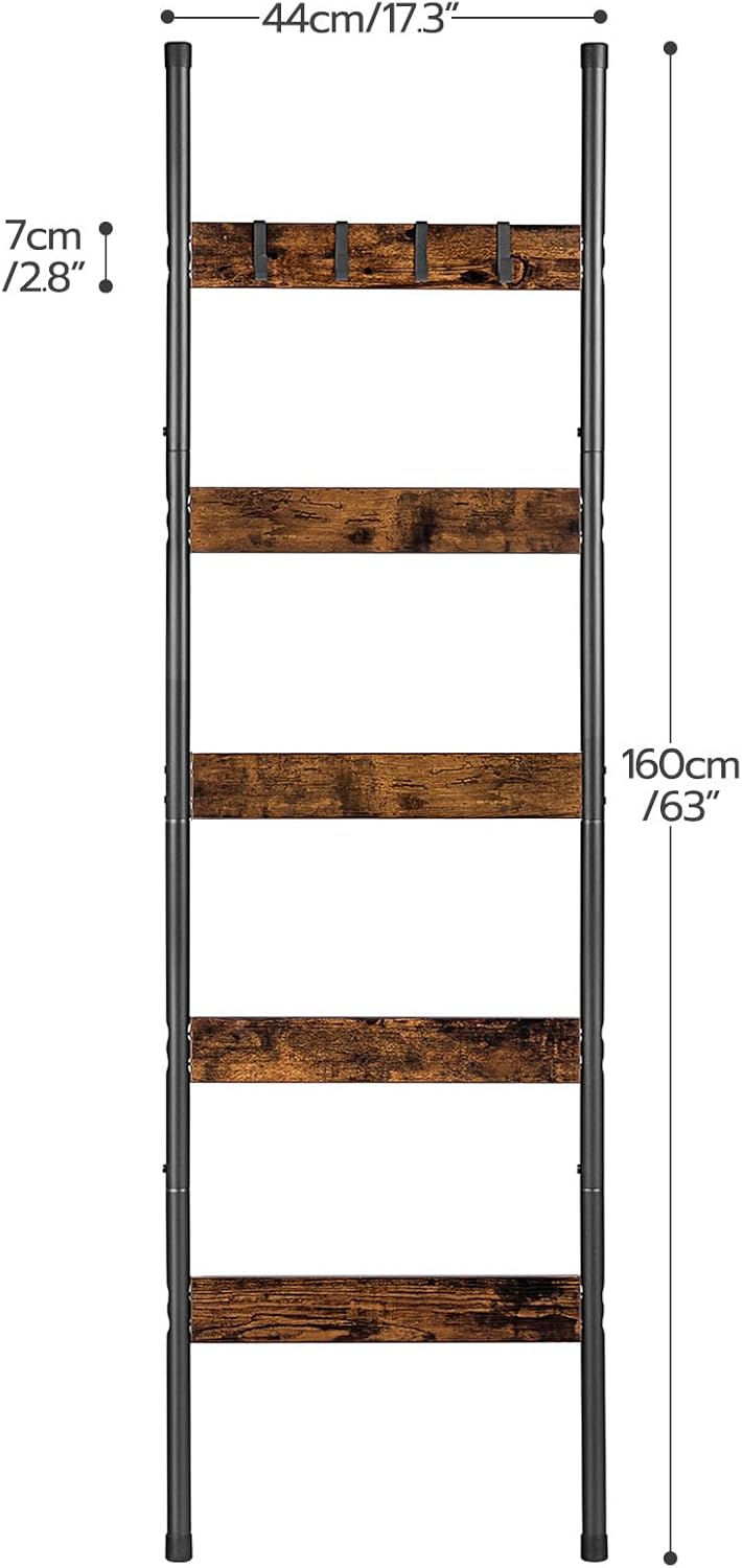 HOOBRO Handtuchleiter, 5-stöckiger Leiterhalter mit 4 Haken, Deckenhalter, Steppdeckenhalter, Wandre