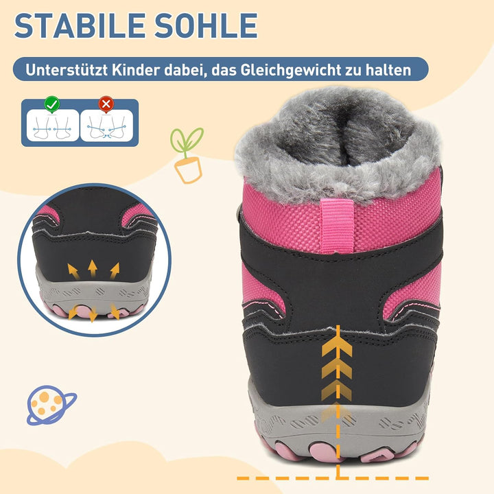 Mishansha Kinder Winterschuhe Mädchen Winterstiefel Warm Schneestiefel Gefüttert Boots Wasserdicht 2
