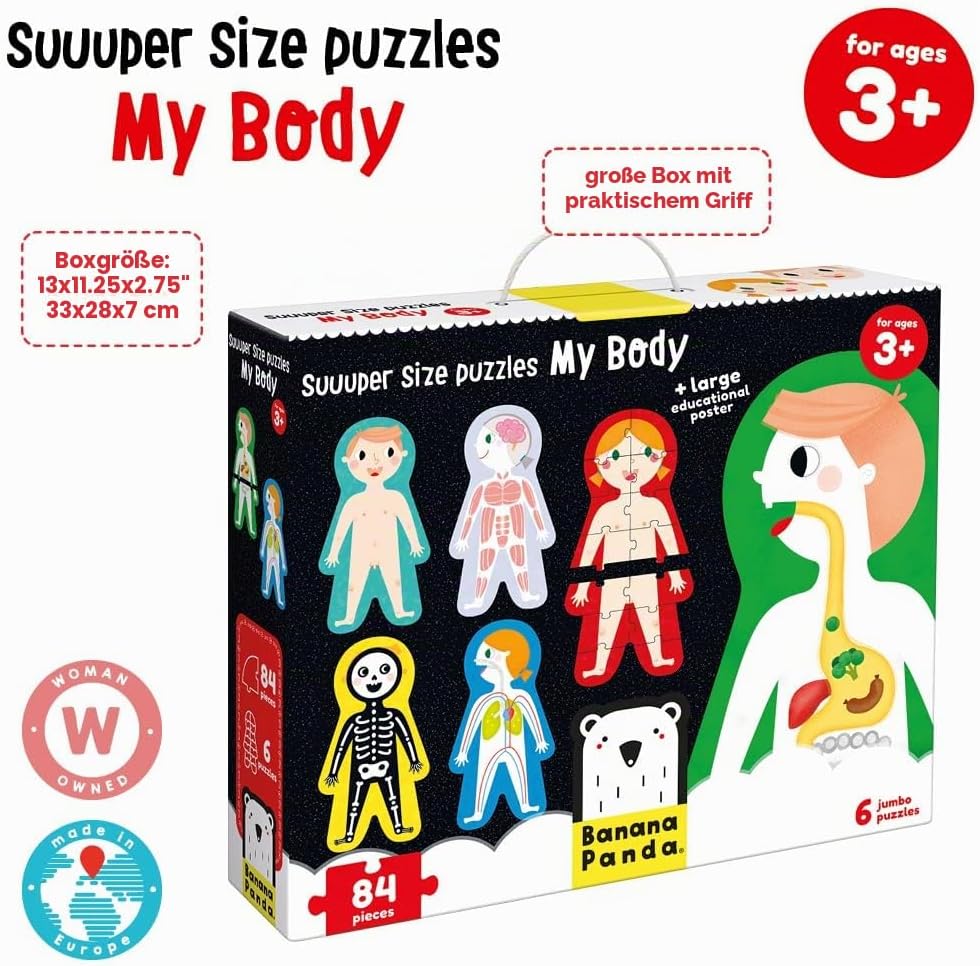 Banana Panda - Suuuper Size Puzzles My Body - Set mit 6 grossen Bodenpuzzles zum Lernen für Kinder a